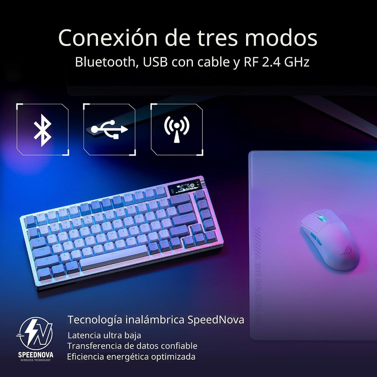 ASUS Teclado mecánico inalámbrico ROG Azoth para juegos, 75% TKL, c...