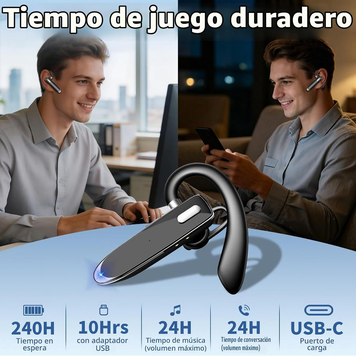 Xoruezls Auriculares Bluetooth 6.1, auricular inalámbrico con dongl...