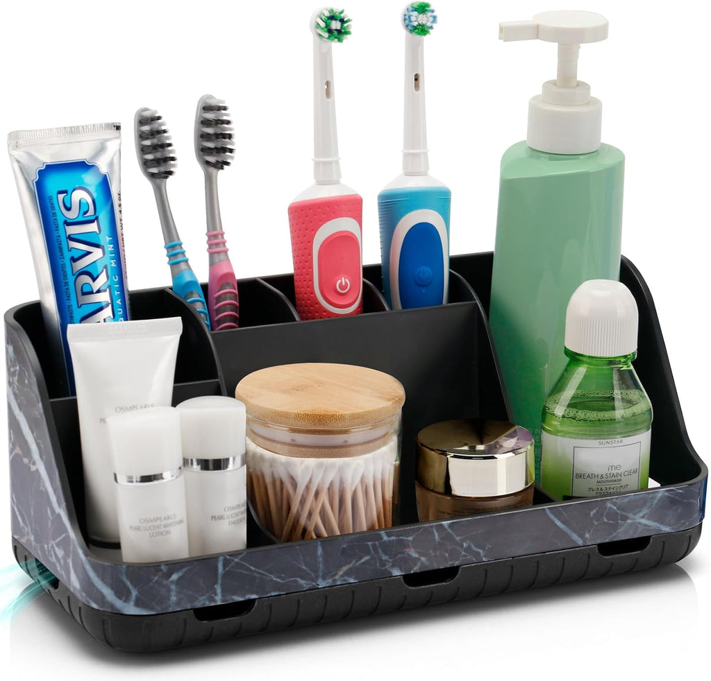 GFWARE Soporte de cepillo de dientes negro de mármol para baños | S...