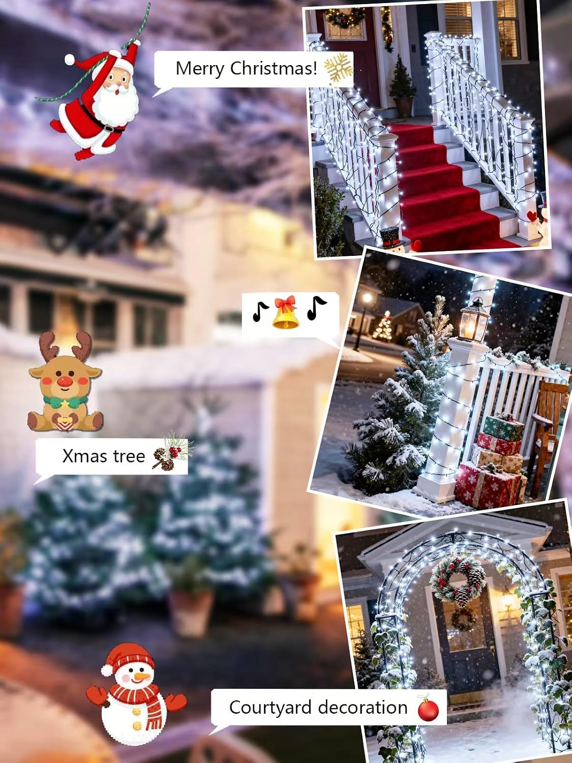 Luces de Navidad controladas por voz con control remoto, cadena de...