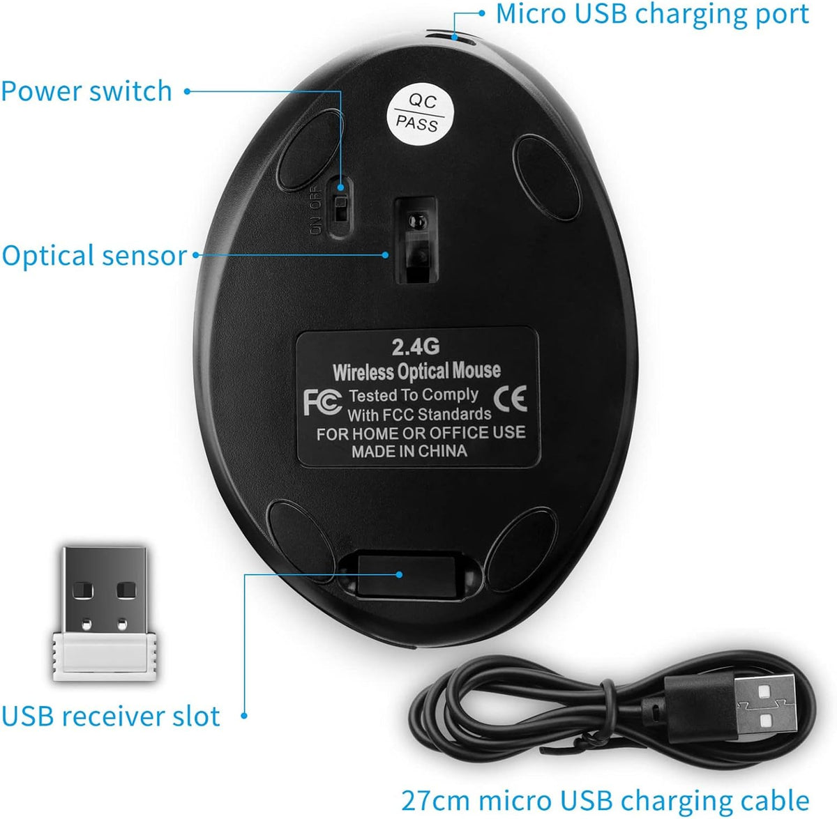 3C Light Ratón vertical inalámbrico de 2.4G, ergonómico y vertical,...
