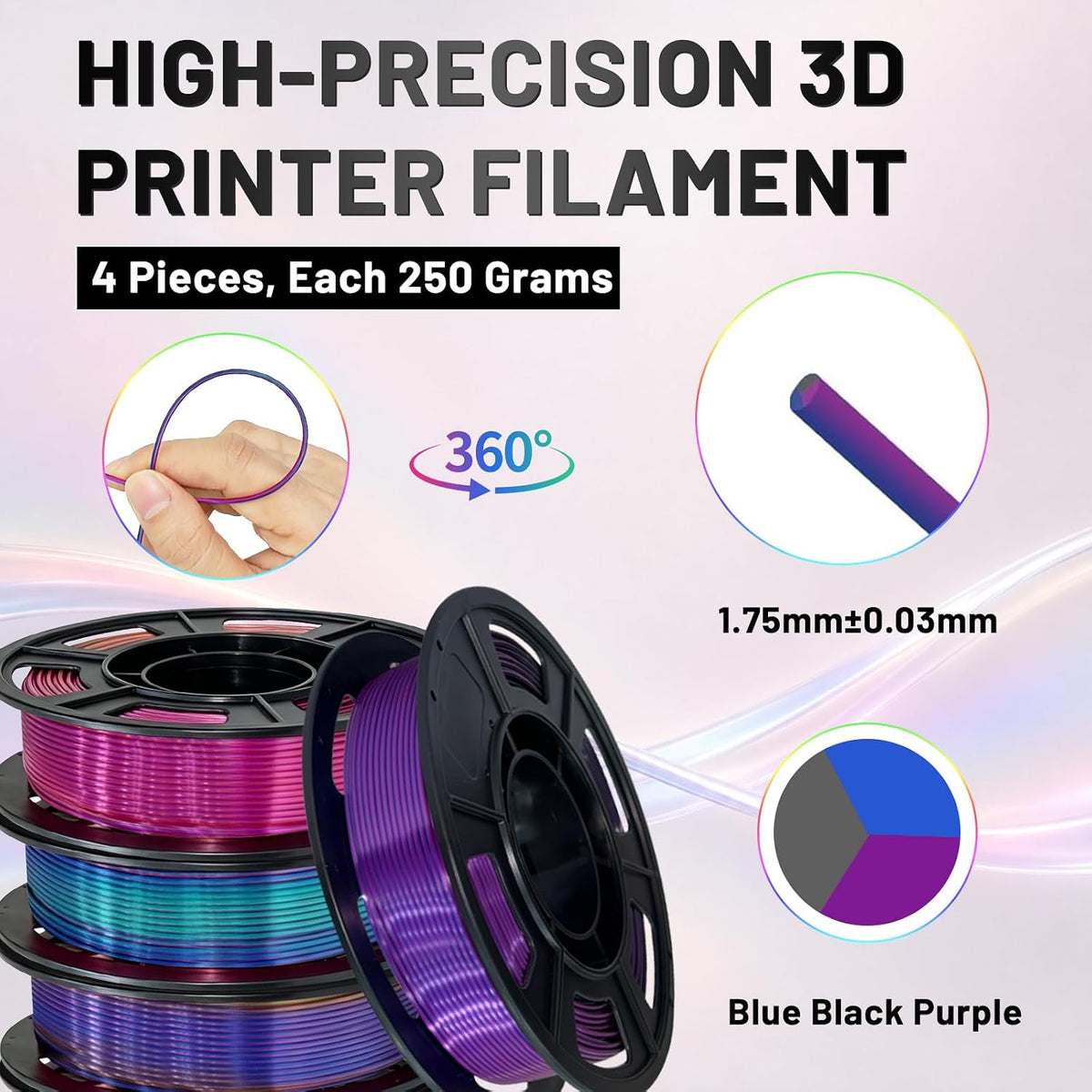 Colourbing Paquete de filamentos para impresora 3D Silk PLA+, filam...