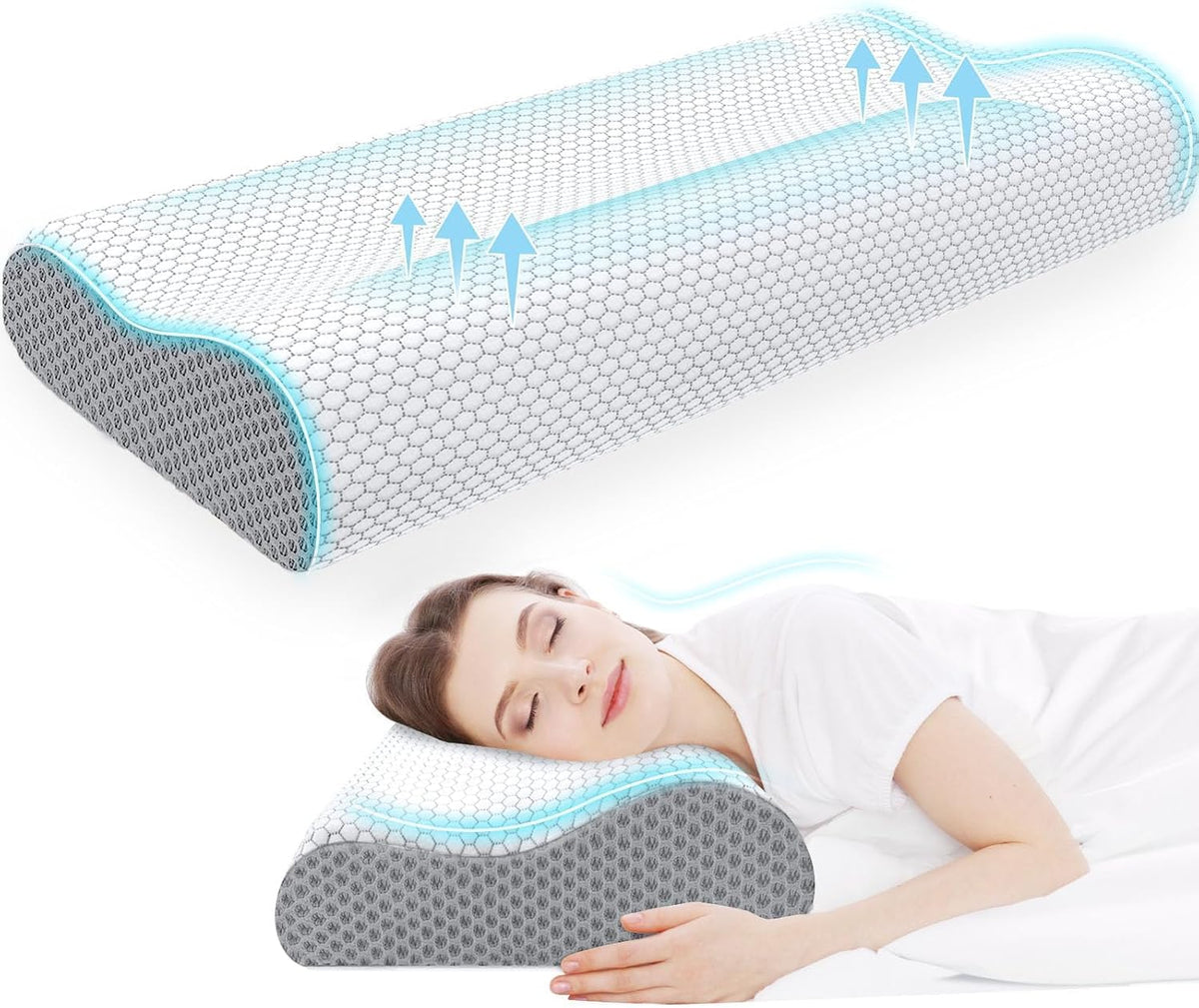 Almohada cervical ergonómica para dormir, tamaño King gris | Almoha...