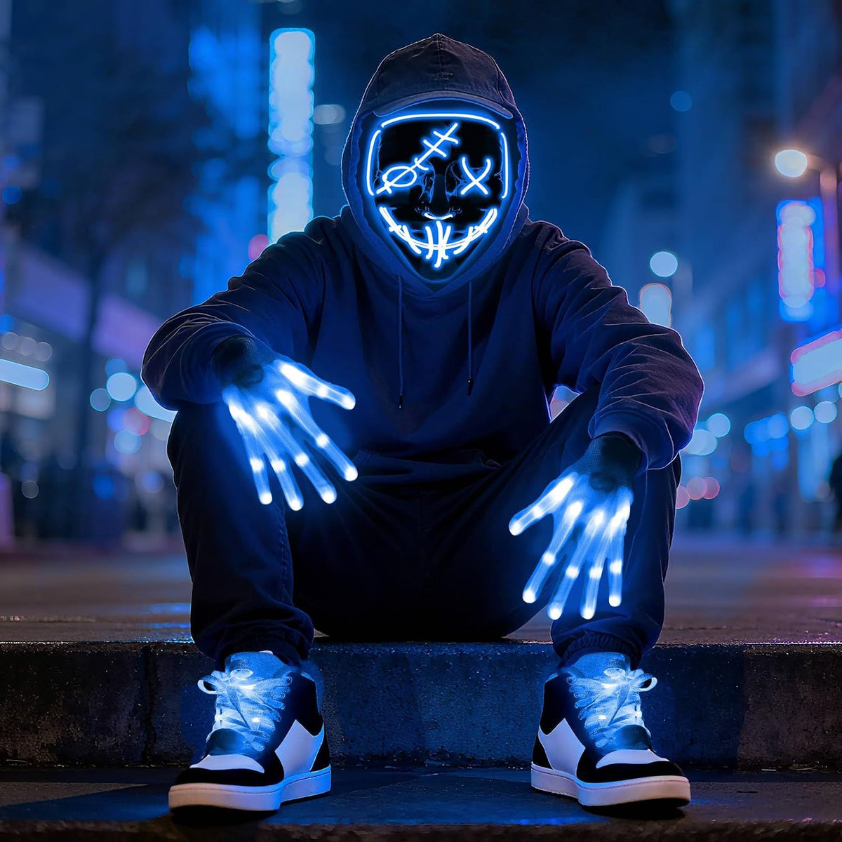 Conjunto de cordones para zapatos y guantes con máscara LED, kit de...