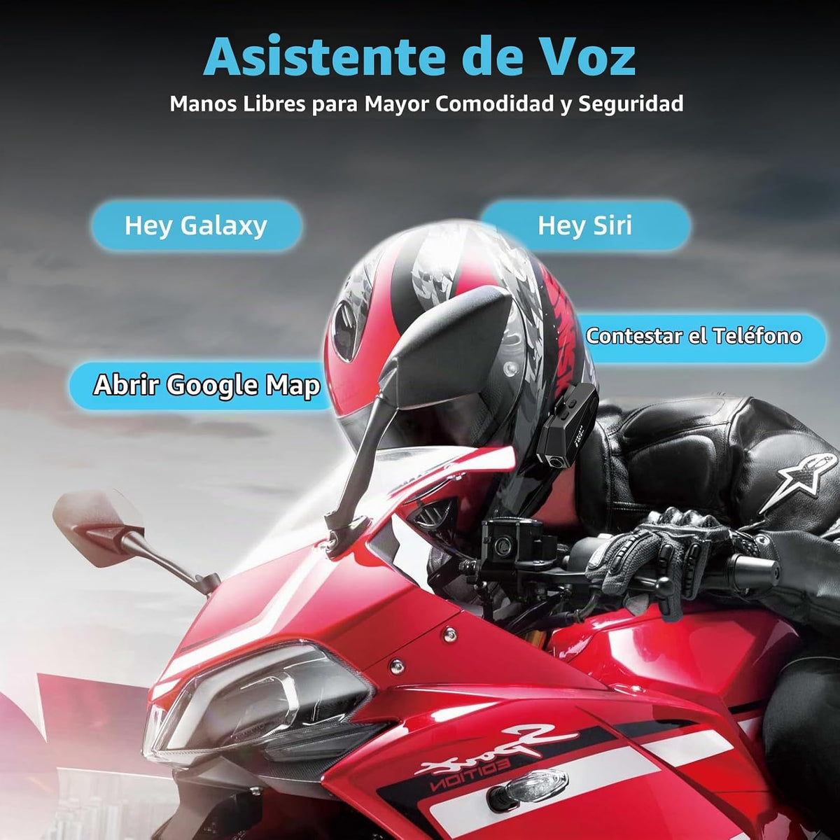 ATWHTE Auriculares Bluetooth para casco de motocicleta, altavoces d...