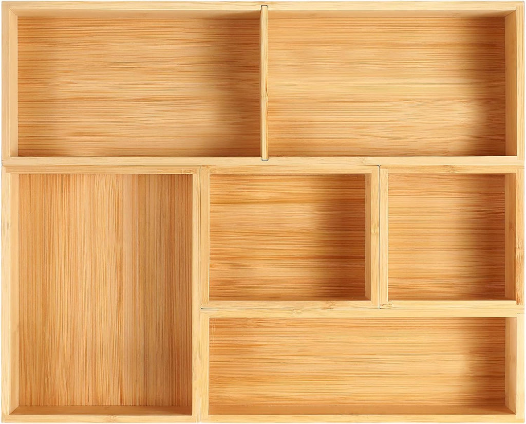 Fabsome Organizador de Cajones de Baño, Caja Contenedor de Bambú pa...