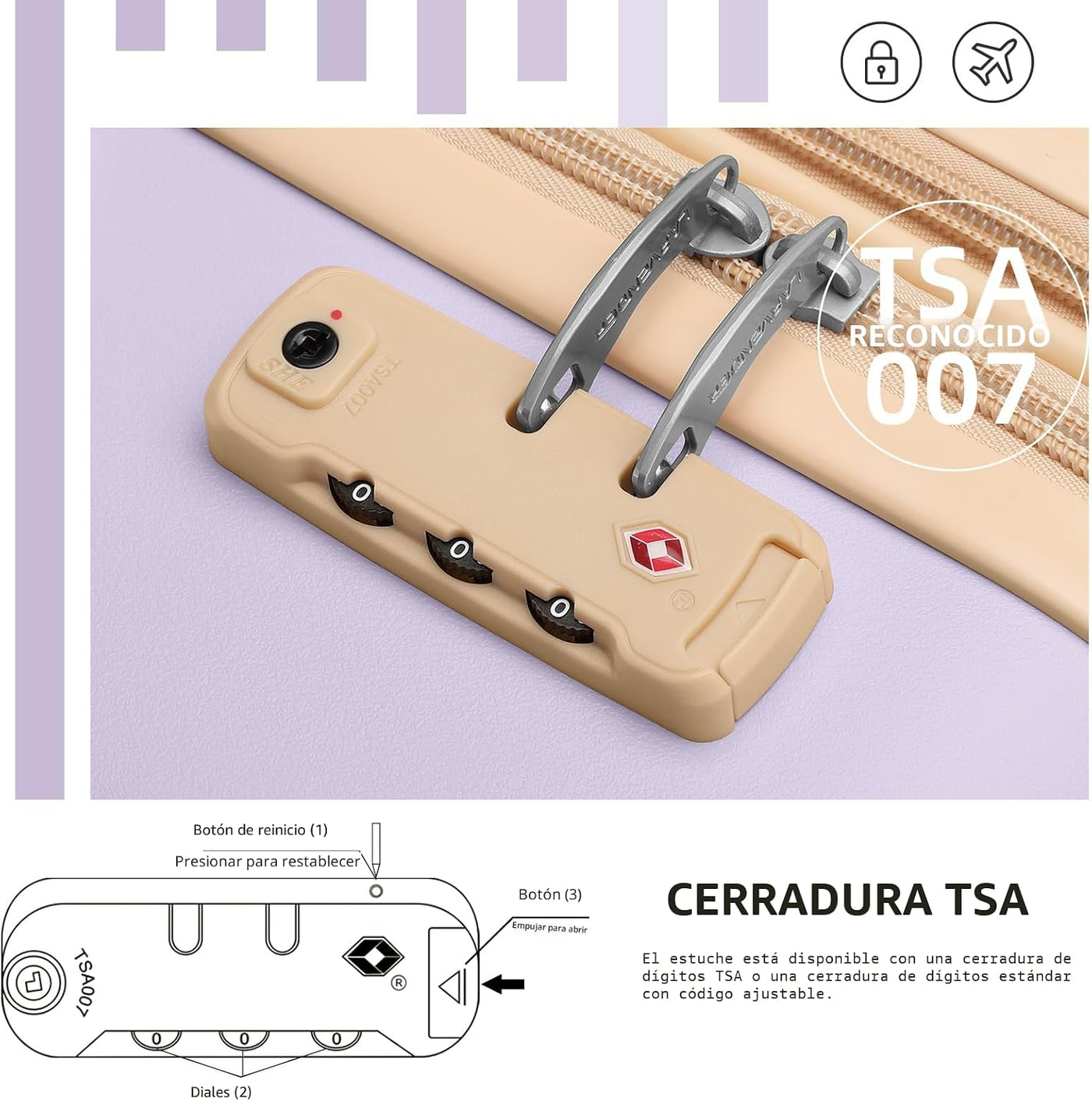 Juegos de equipaje LAVENDER Expandibles Juego de equipaje vintage |...