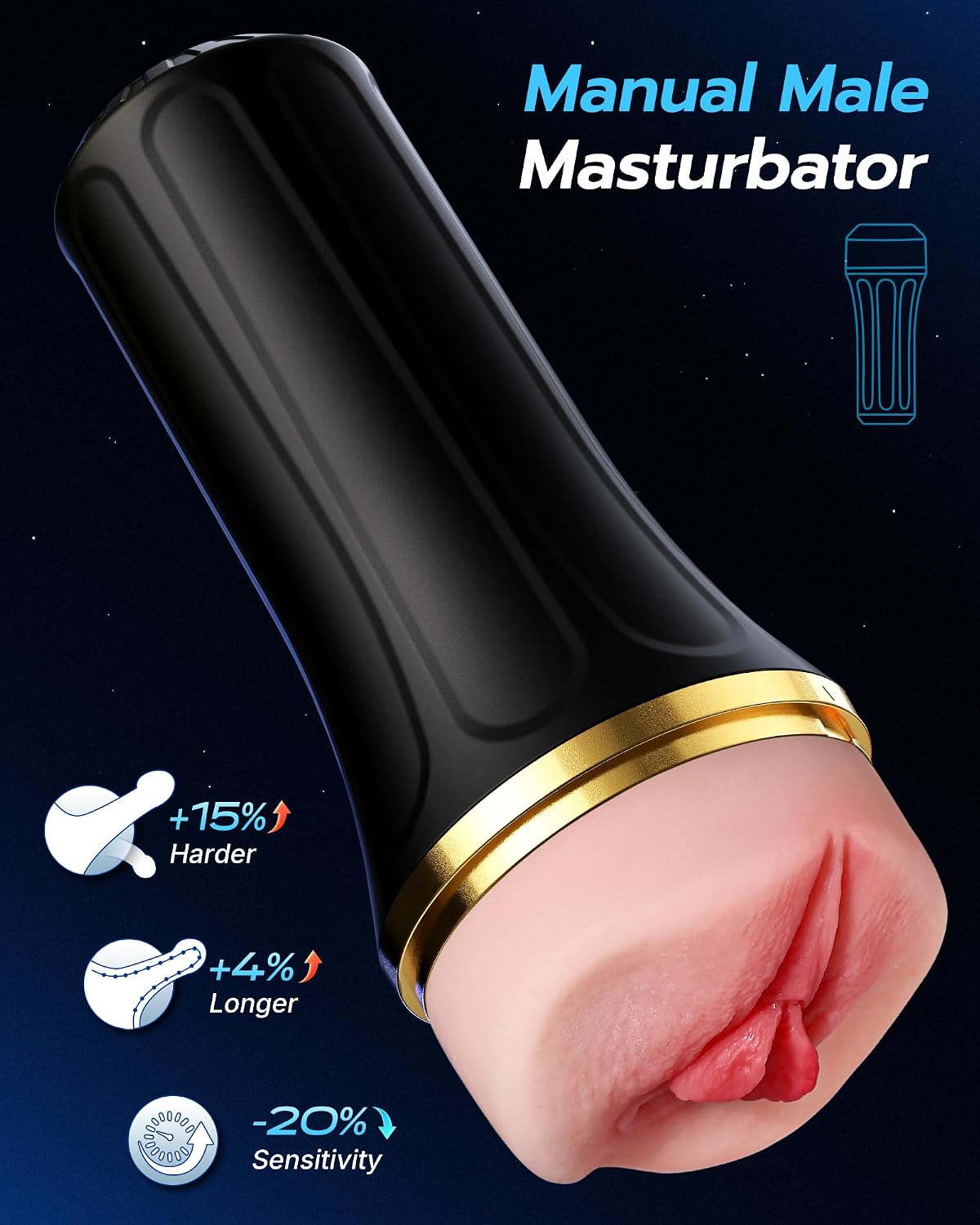 Masturbador masculino EINSEO Pocket Pussy, Stroker manual con manga...