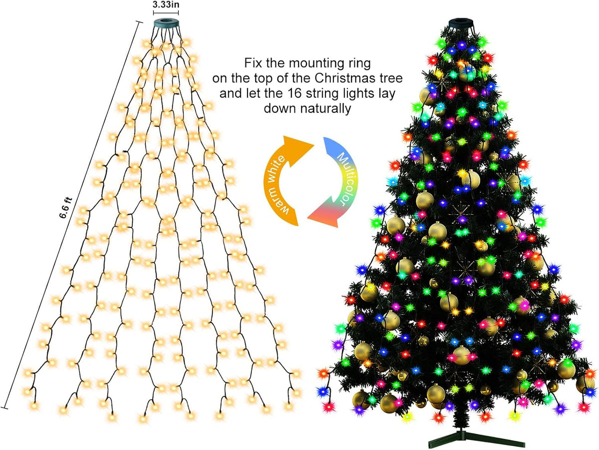 400 luces LED para árbol de Navidad, luces LED de Navidad con 17 mo...