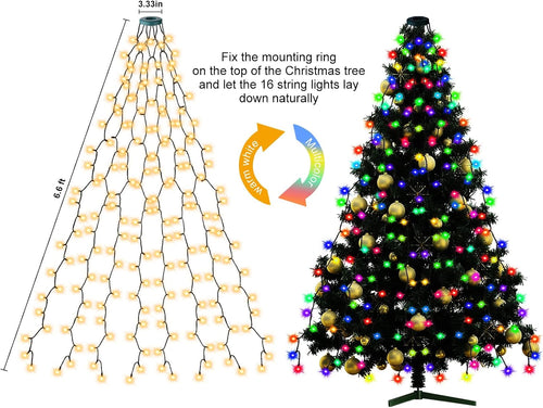 400 luces LED para árbol de Navidad, luces LED de Navidad con 17 mo...