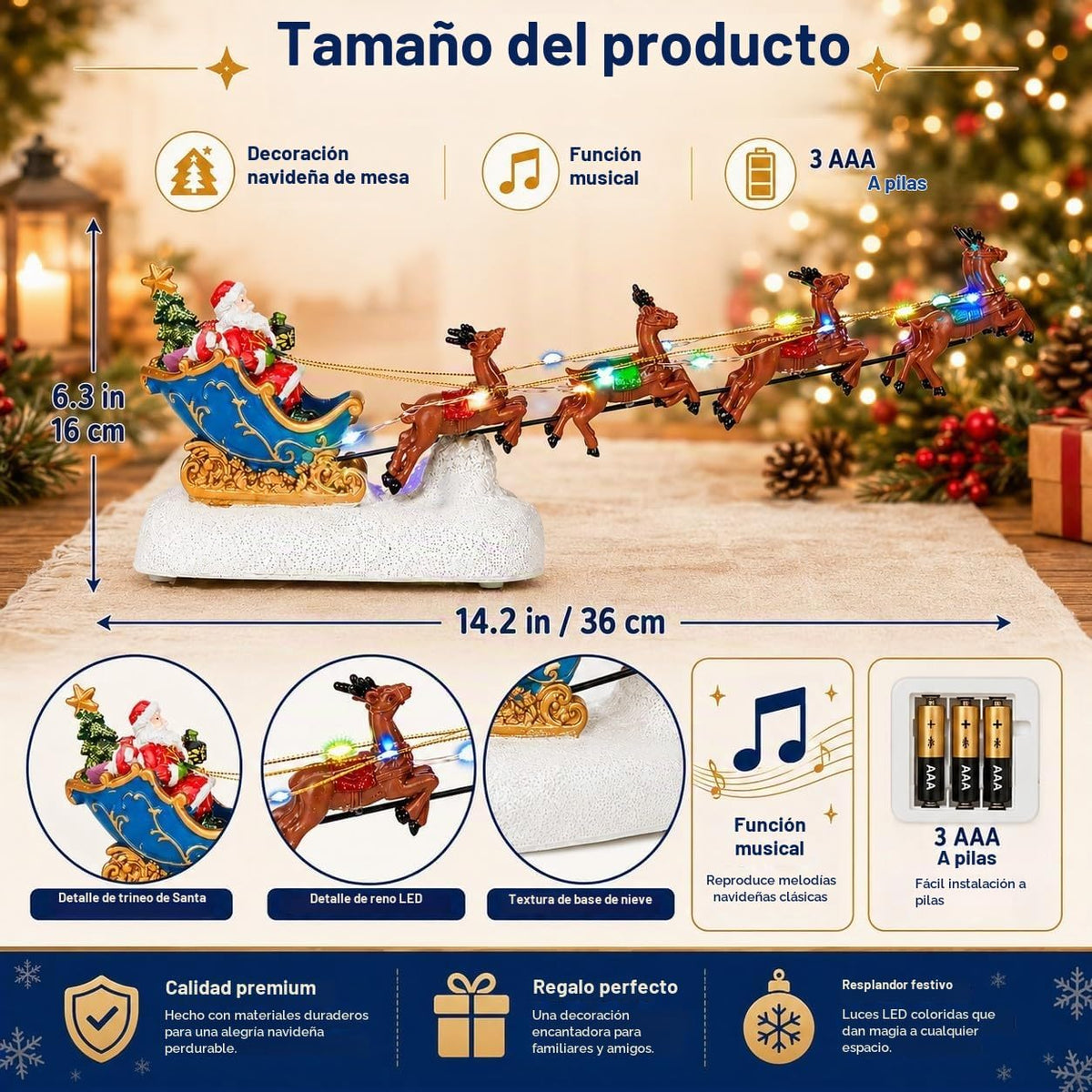 innodept12 trineo de Papá Noel de Navidad con 8 renos - casa de pue...