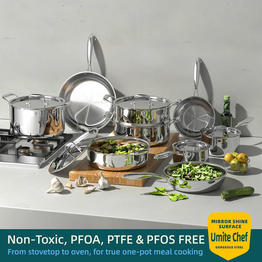 Umite Chef Juego de utensilios de cocina de acero inoxidable, 5 cap...