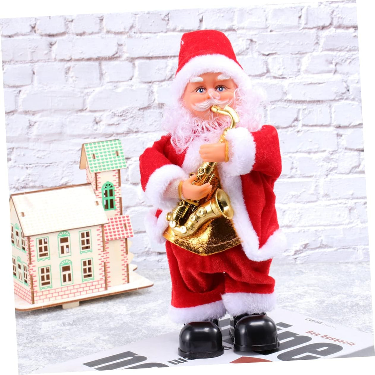 ORFOFE Muñeco de Papá Noel bailando que canta, funciona con pilas,...