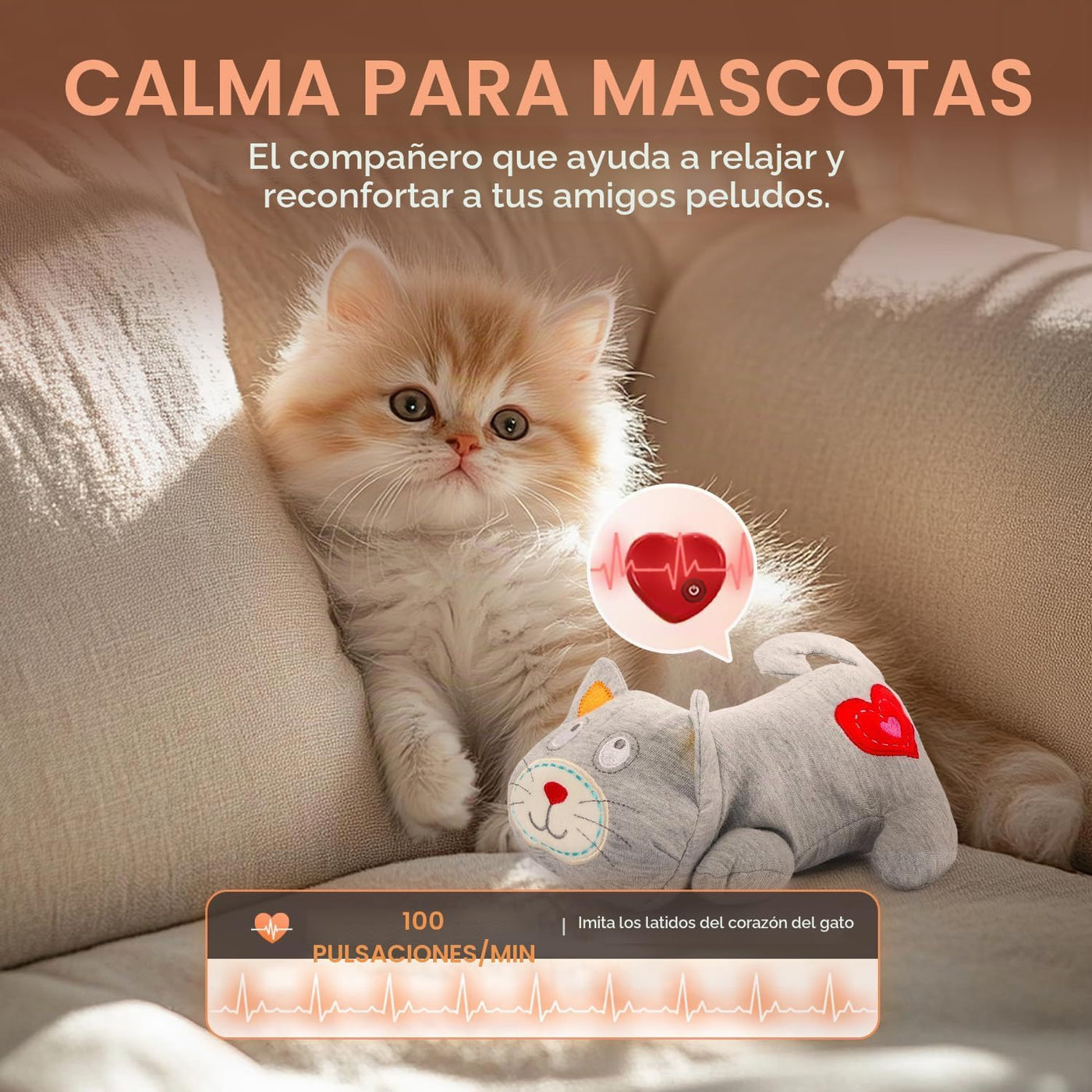 ALL FOR PAWS Heartbeat - Juguete de peluche para gatos, compañero c...