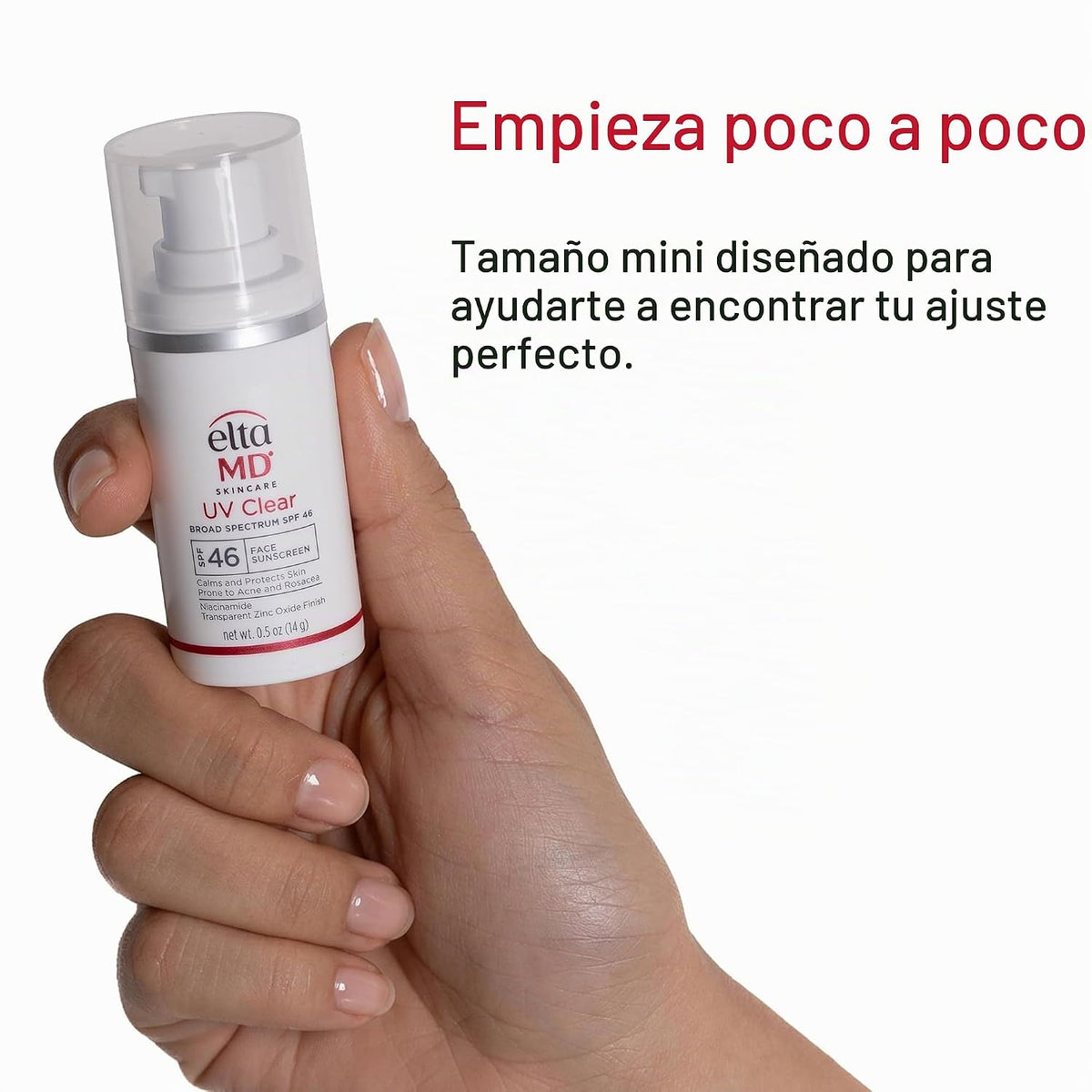 Protector solar facial transparente UV EltaMD con óxido de zinc, si...