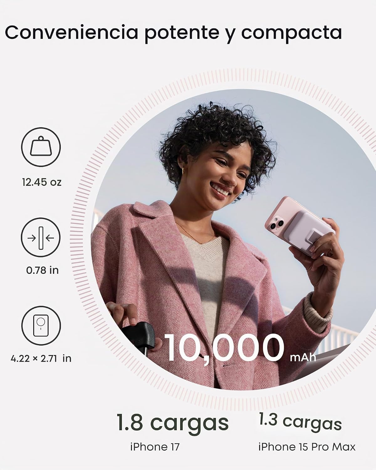Anker MagGo Power Bank, cargador portátil máximo de 15 W con certif...