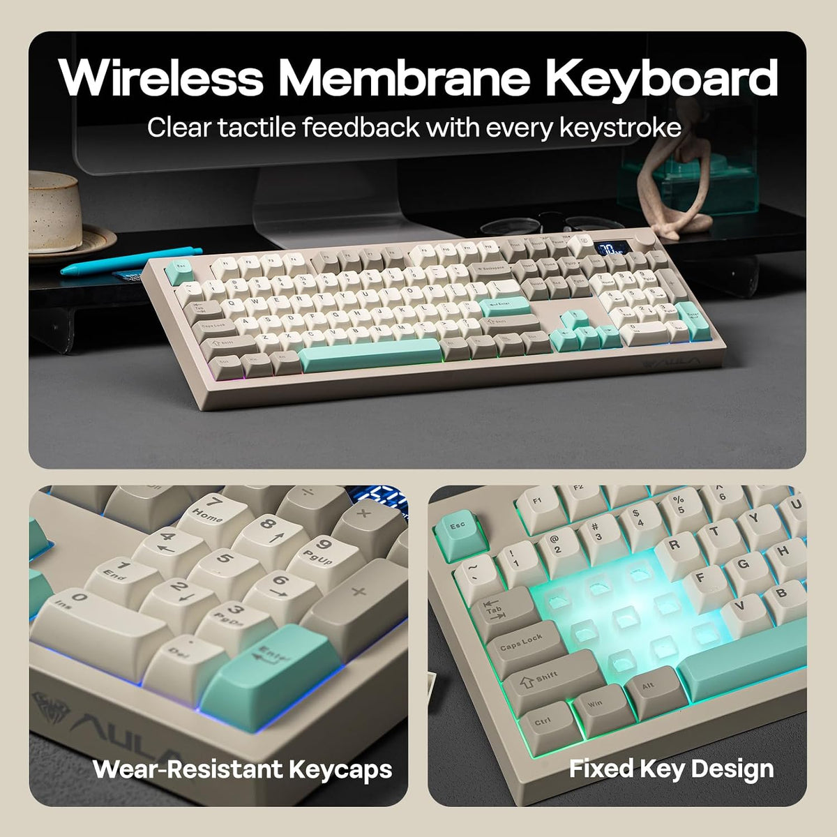 Teclado de membrana para juegos EPOMAKER Aula S102 PRO con pantalla...