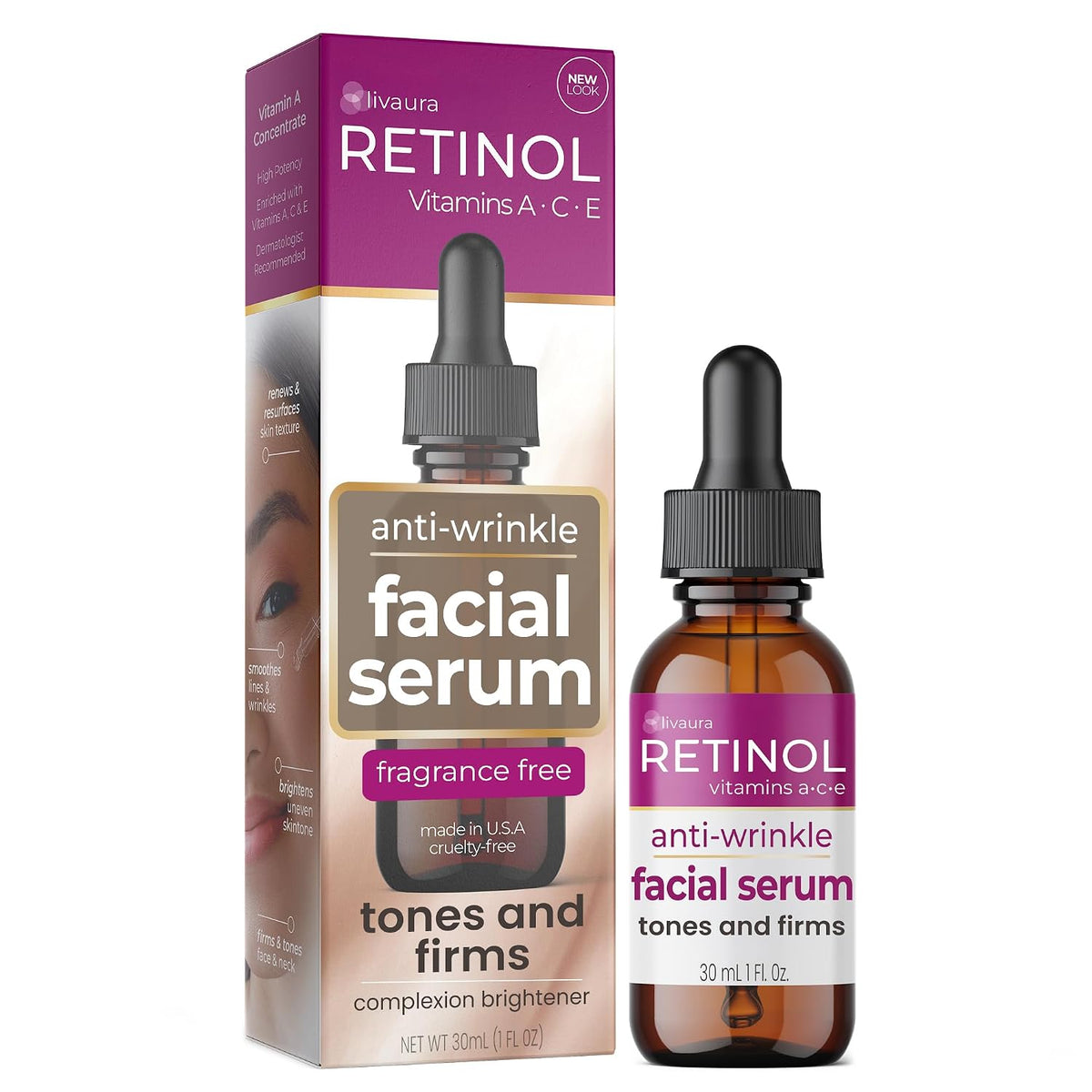 LIVAURA Retinol Face Serum para mujer - Suero antienvejecimiento pa...