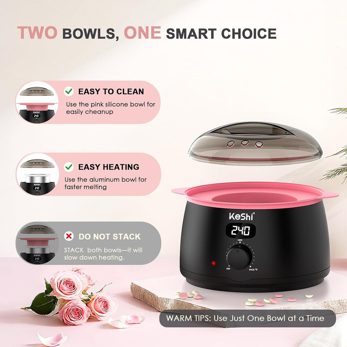 KeShi Kit de depilación para mujeres y hombres, calentador de cera...