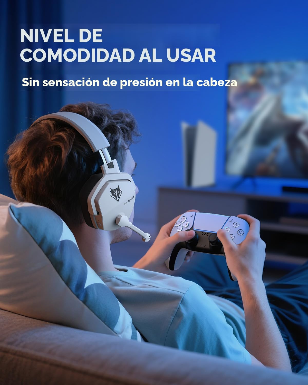 NUBWO Auriculares inalámbricos para juegos con micrófono para PC Ps...