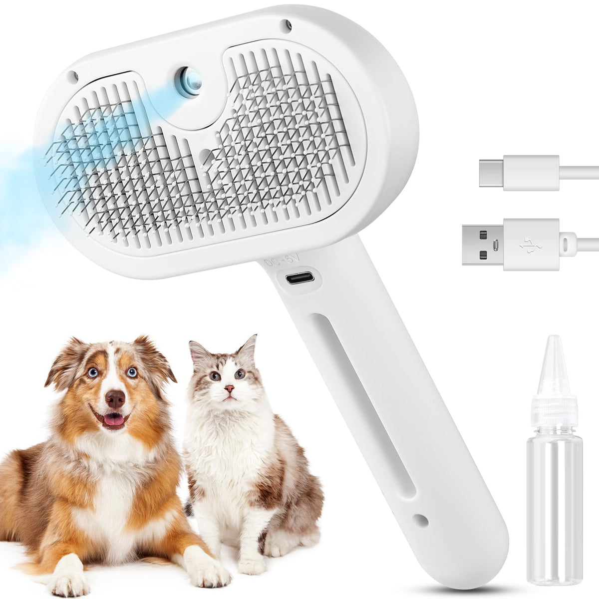 Cepillo de vapor para gatos 3 en 1, cepillo de vapor para mascotas...