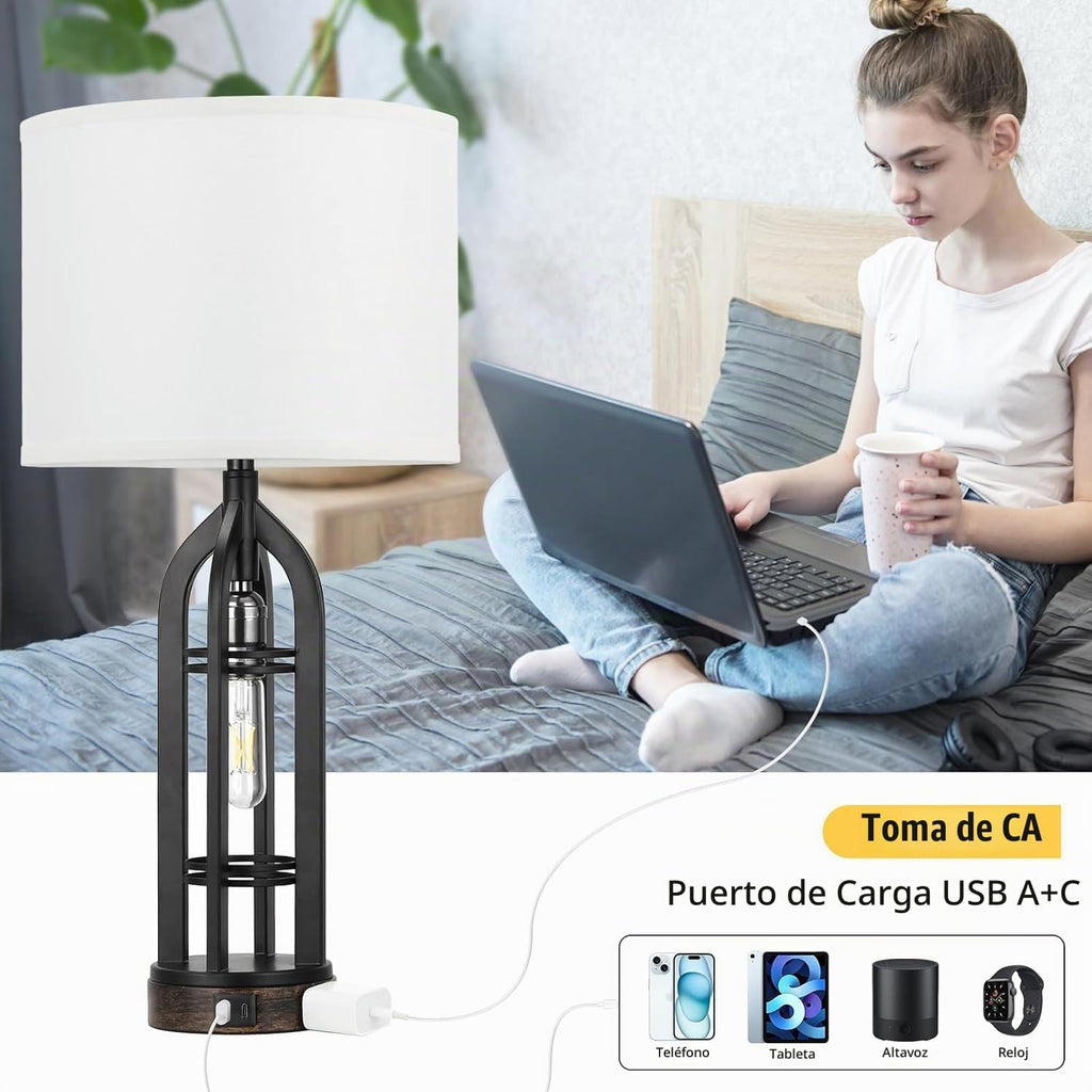 Seealle Juego de 2 lámparas de mesa para sala de estar, lámpara de...
