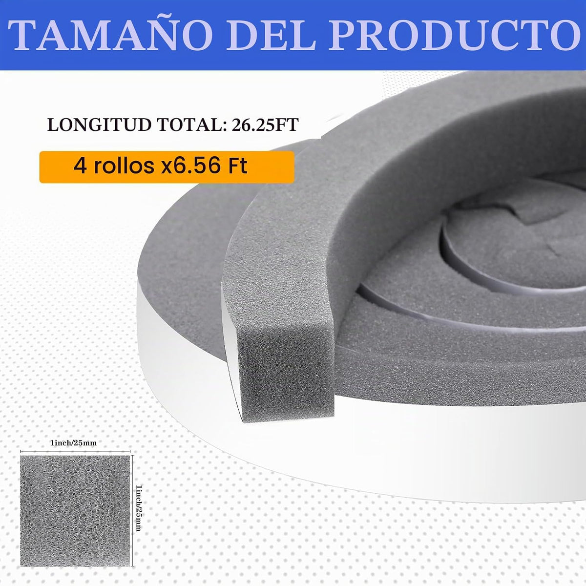 Pangda - Sellador de puerta de 26 pies, cinta de espuma de 1 x 1 pu...