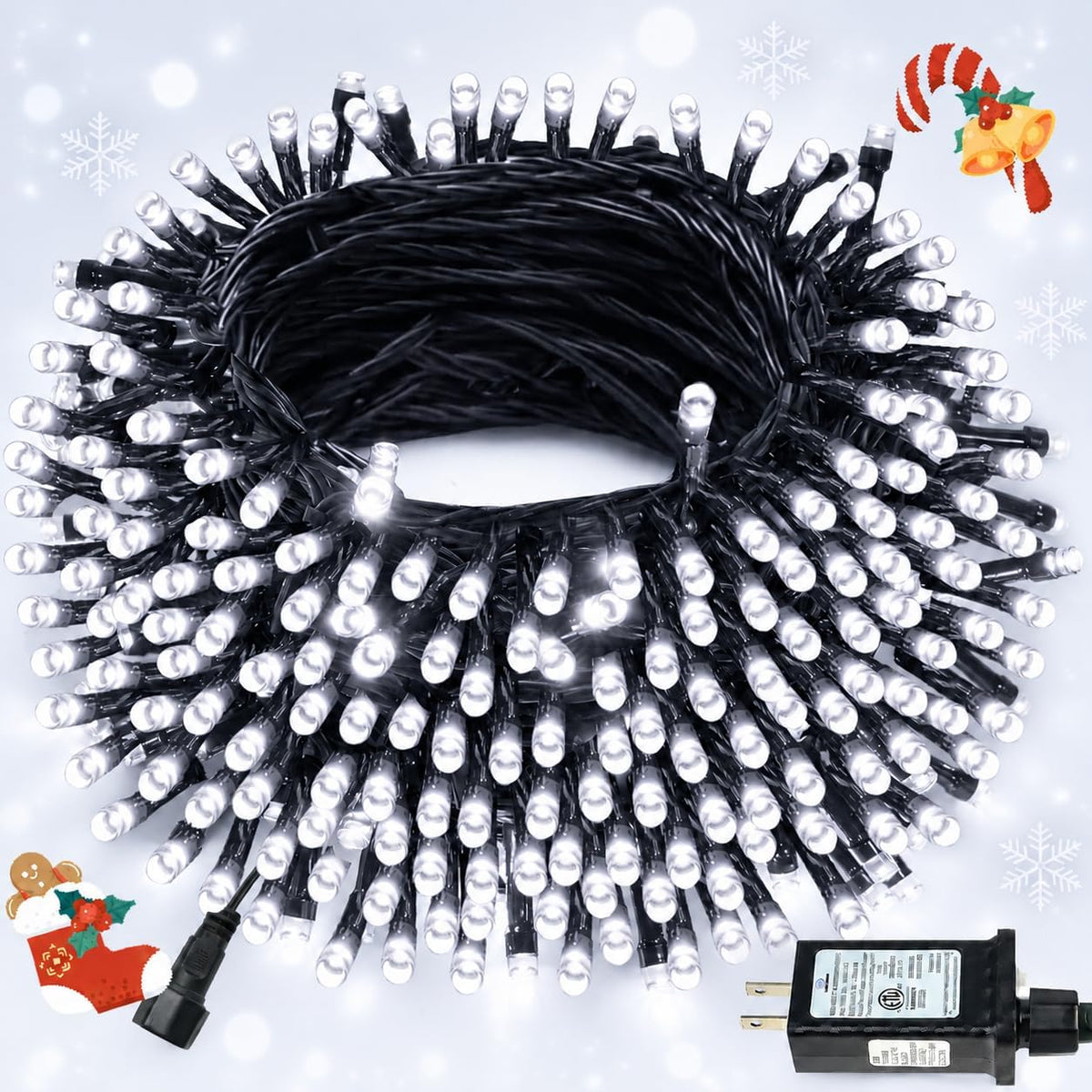 Guirnalda de luces navideñas conectables de 88 pies y 240 LED para...