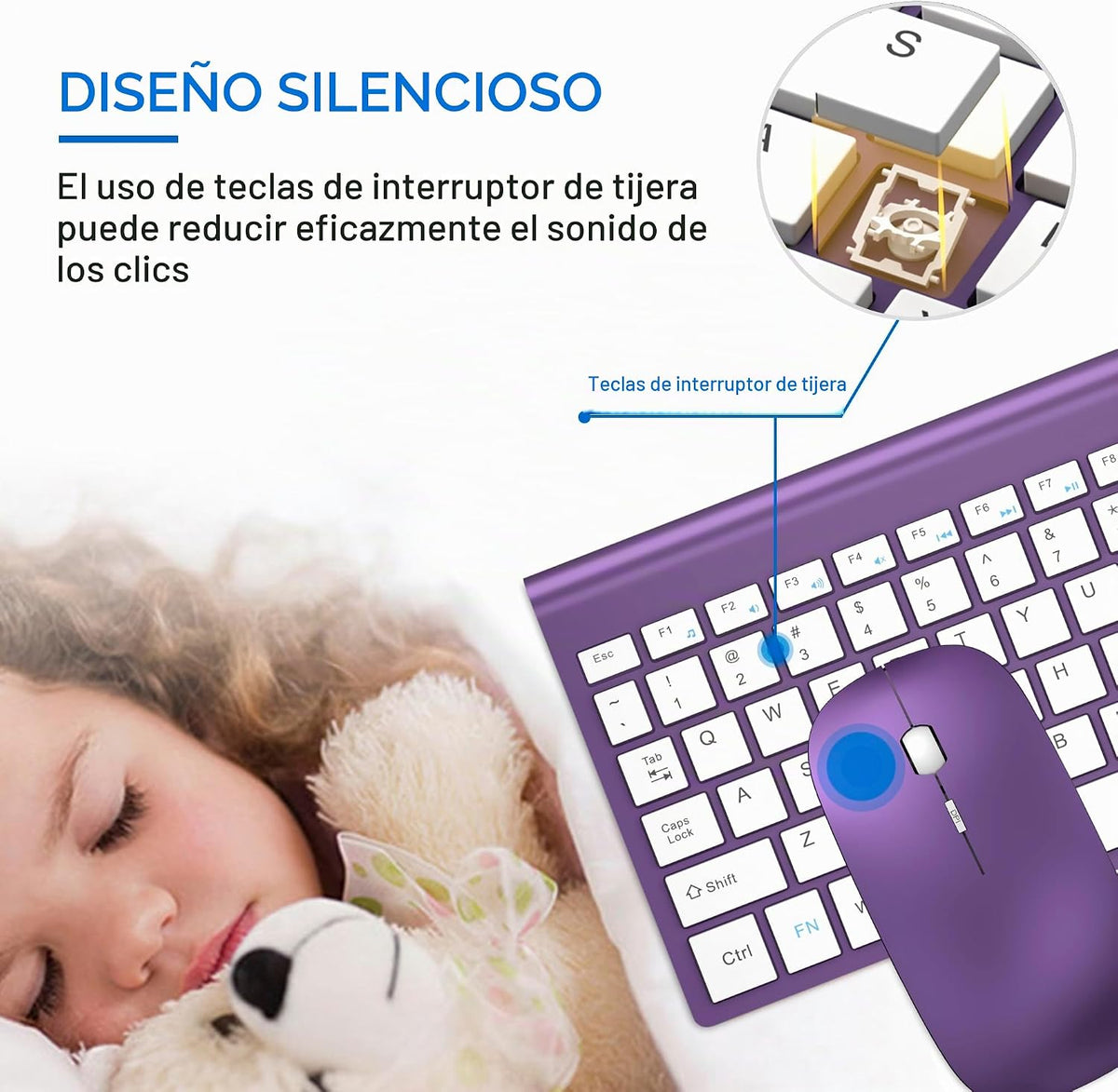 Combo de teclado y mouse inalámbricos ultra delgado, TopMate - Mora...