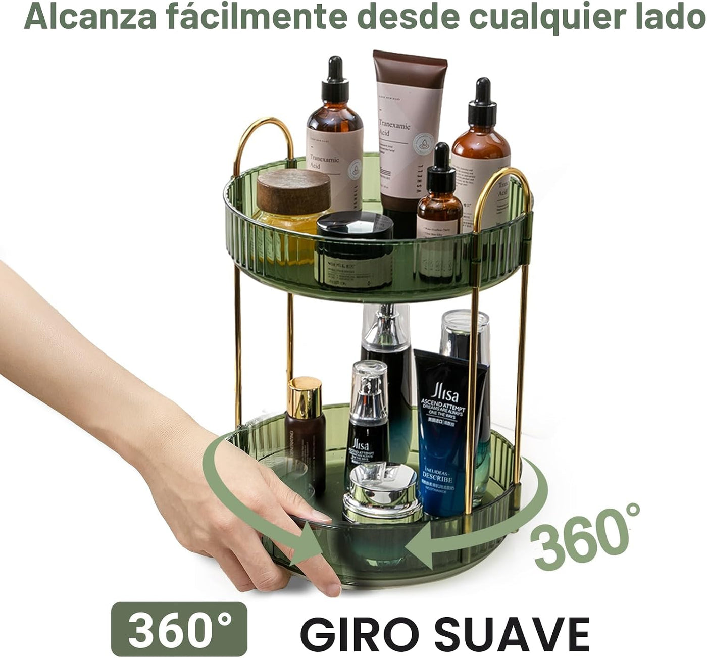 Asayuee Organizador de maquillaje giratorio de 360° para tocador, o...