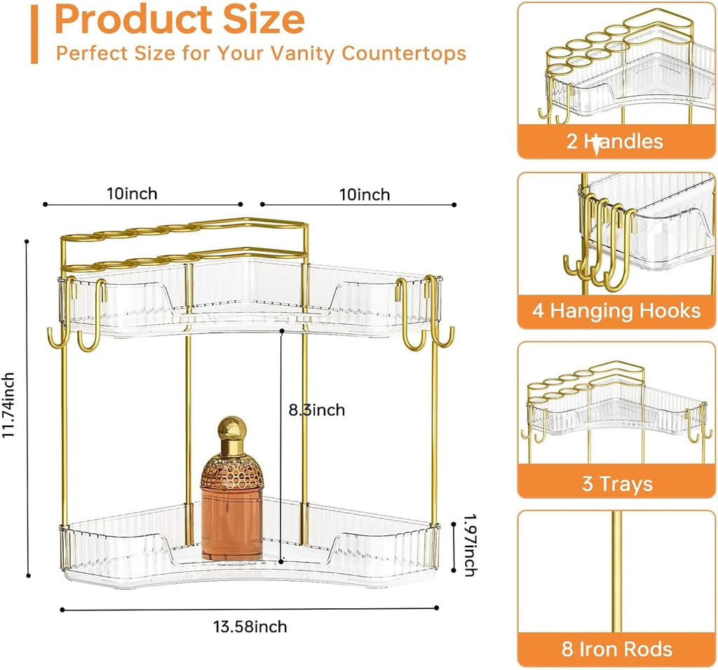 Greenby Organizador esquinero de 2 niveles para mostrador de baño,...