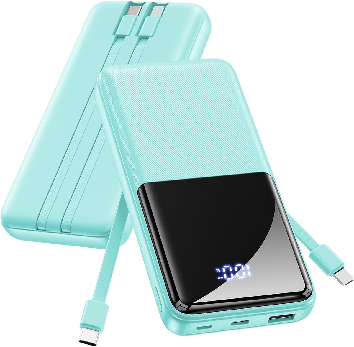 CFIAI Cargador portátil 15000mAh Slim Power Bank con cables integra...