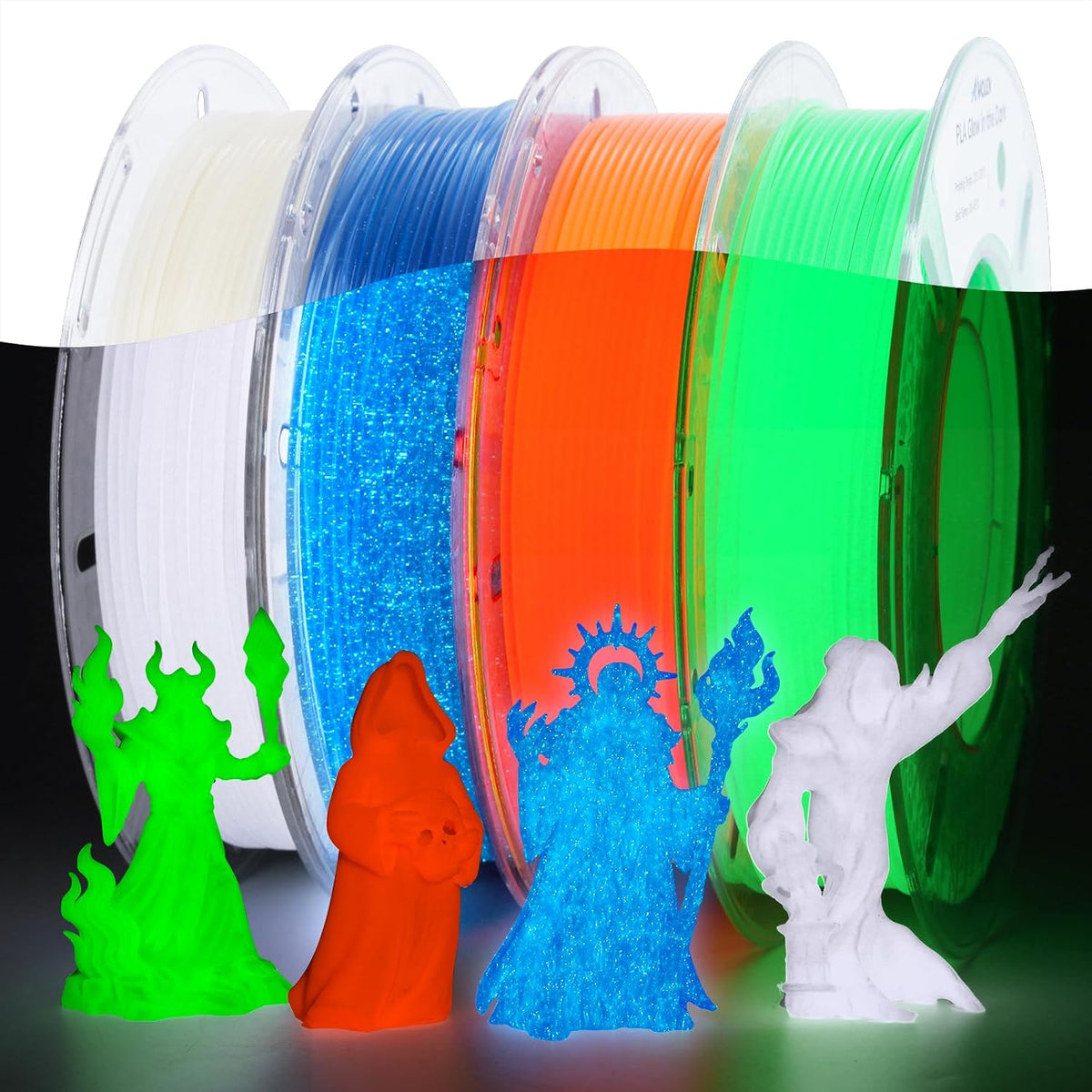 AMOLEN - Paquete de filamentos para impresora 3D PLA que brillan en...