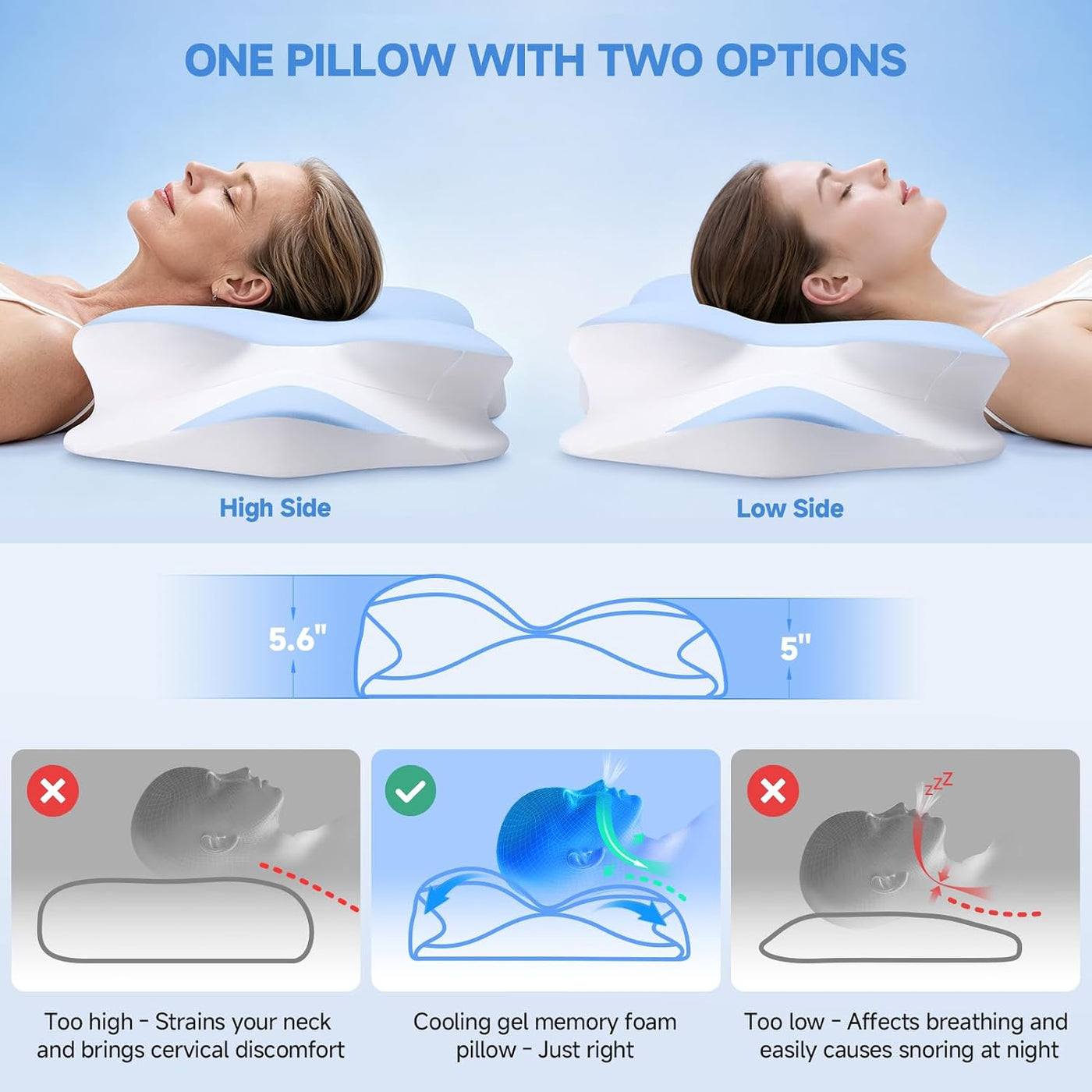Almohada de espuma viscoelástica refrescante 2026 con funda de seda...