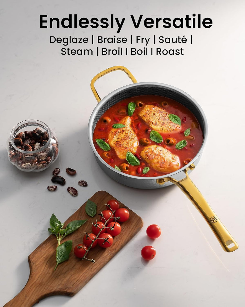 Juego de utensilios de cocina de titanio dorado, 10 piezas, sartene...