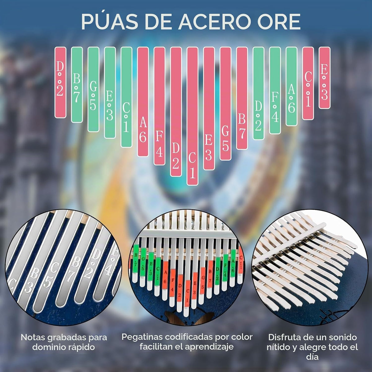 RANMING Piano de pulgar Kalimba de 17 teclas de madera maciza de ca...