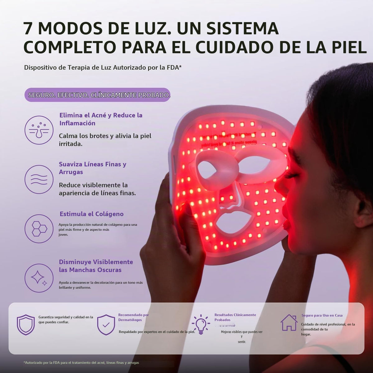 Máscara de terapia de luz roja para cara y cuello con 468 LED | 850...