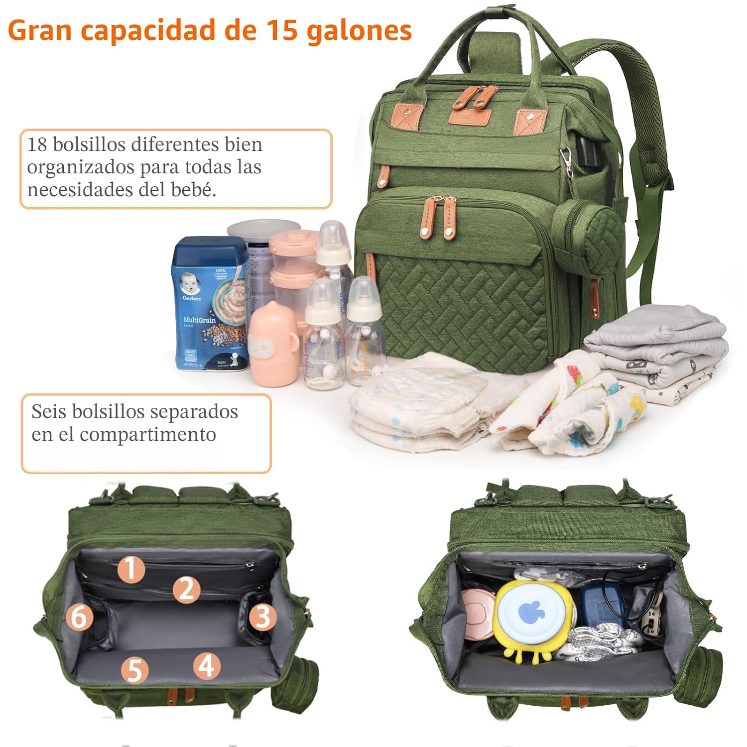 Astro alan Bolsas de pañales para bebé con estación de cambio, moch...