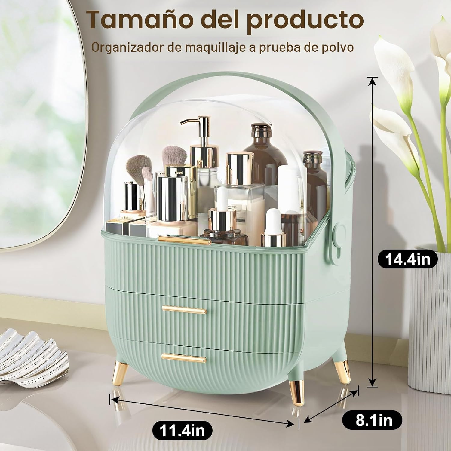 Organizador de maquillaje para tocador, organizador de cosméticos d...