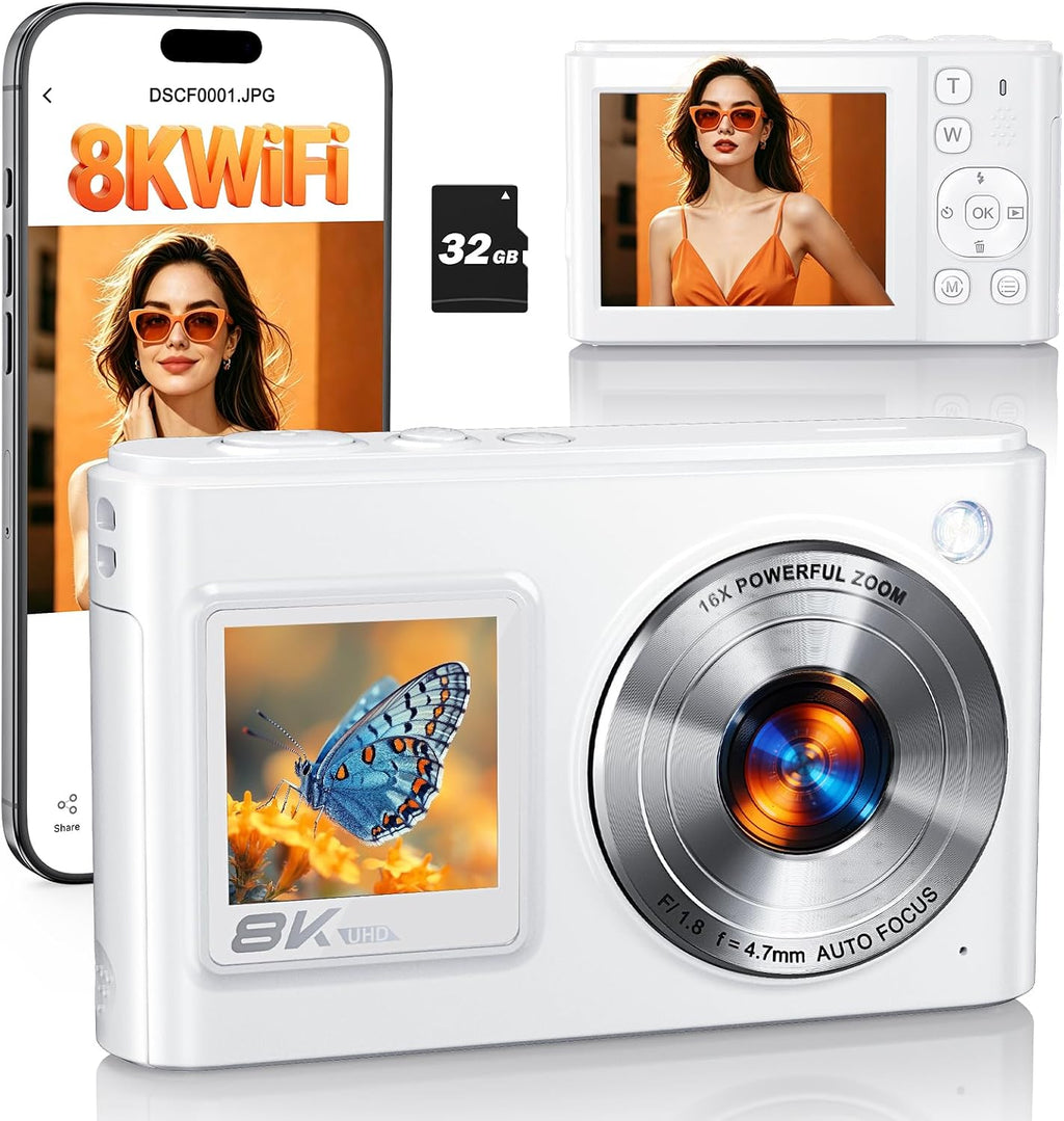 Cámara digital 8K para fotografía con WiFi, enfoque automático de 9...