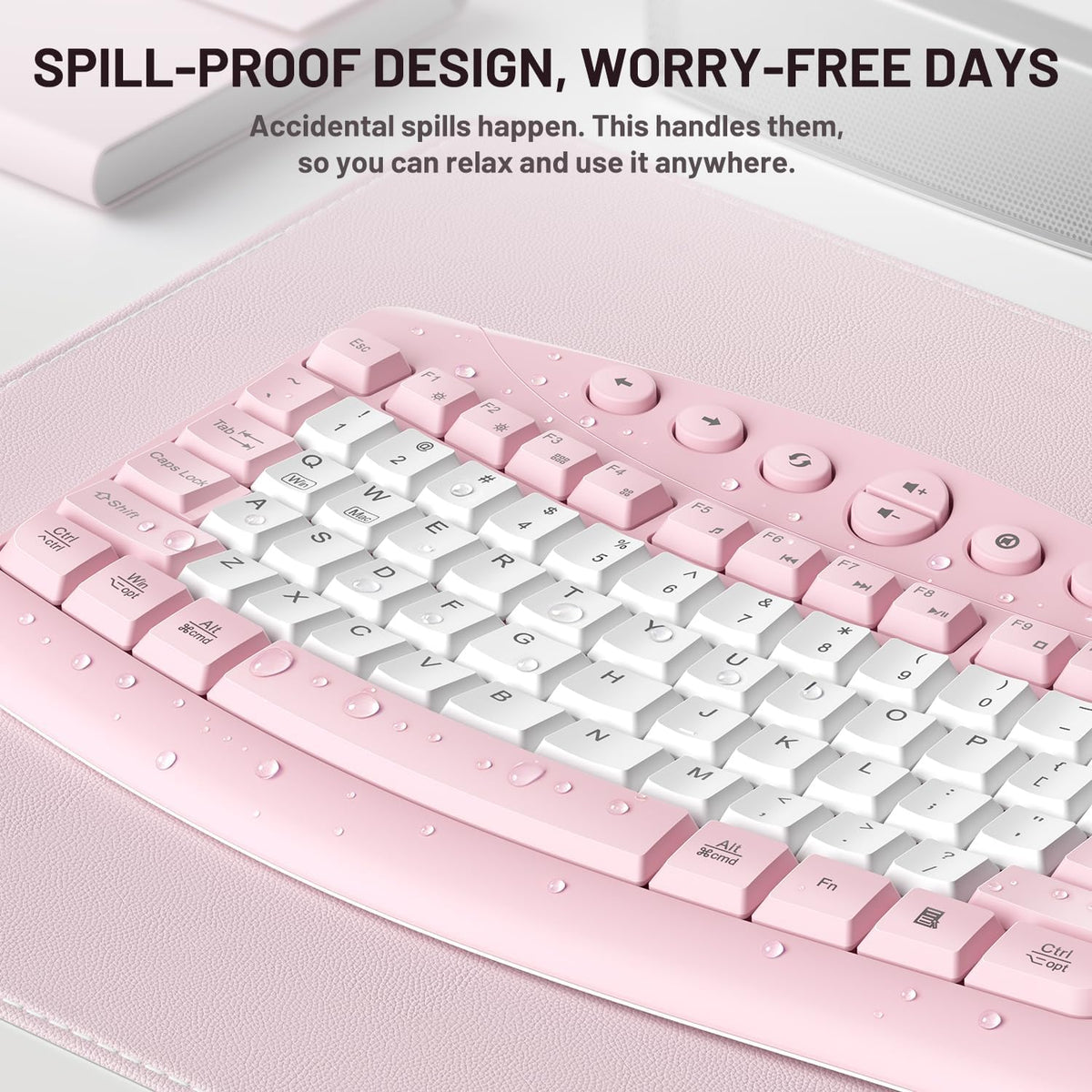 Combo de teclado y mouse inalámbricos, teclado silencioso ergonómic...