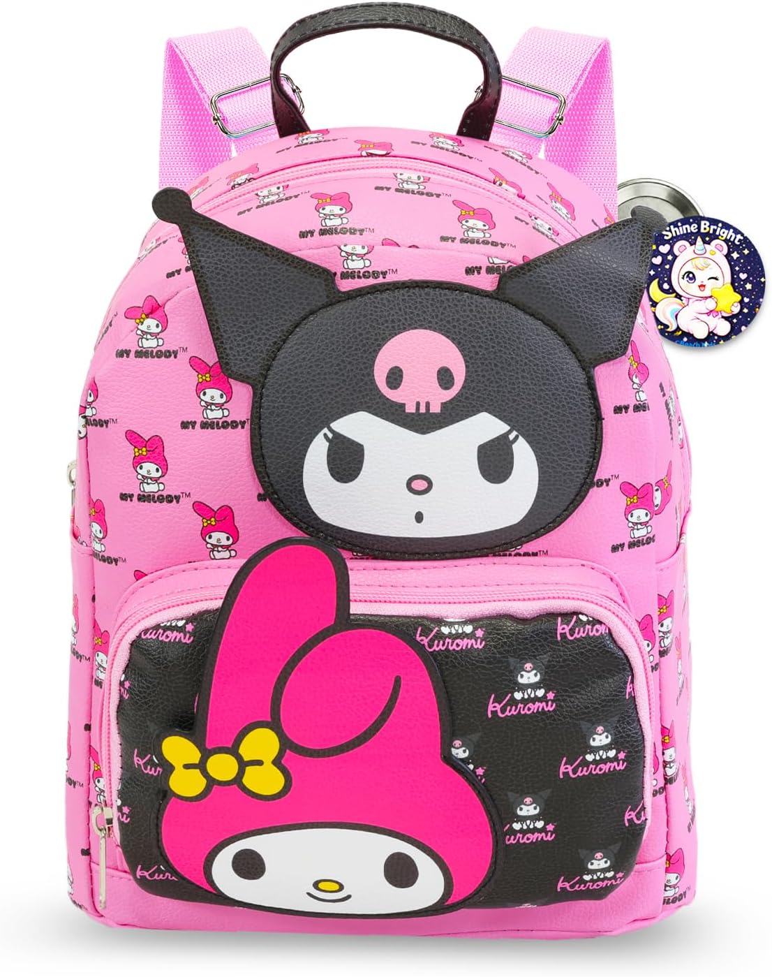 My Melody and Kuromi - Juego de mochila de piel sintética de 12 pul...