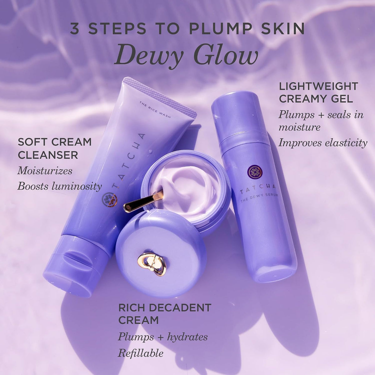 TATCHA The Dewy Serum, ácido hialurónico y colágeno Aminoácido Suero