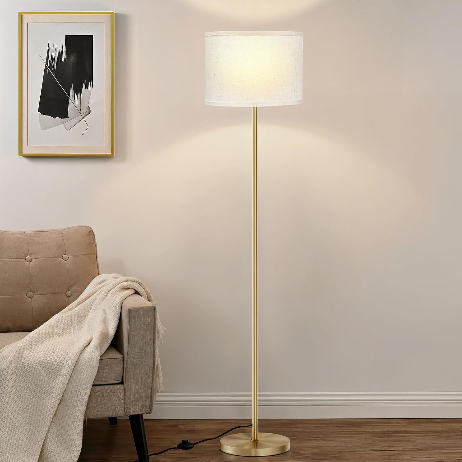 Ambimall - Lámpara de pie moderna con pantalla, lámparas altas para...