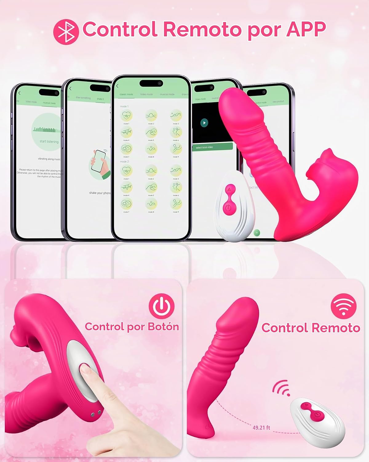 Juguetes sexuales rosa para mujeres, vibrador de succión y empuje |...