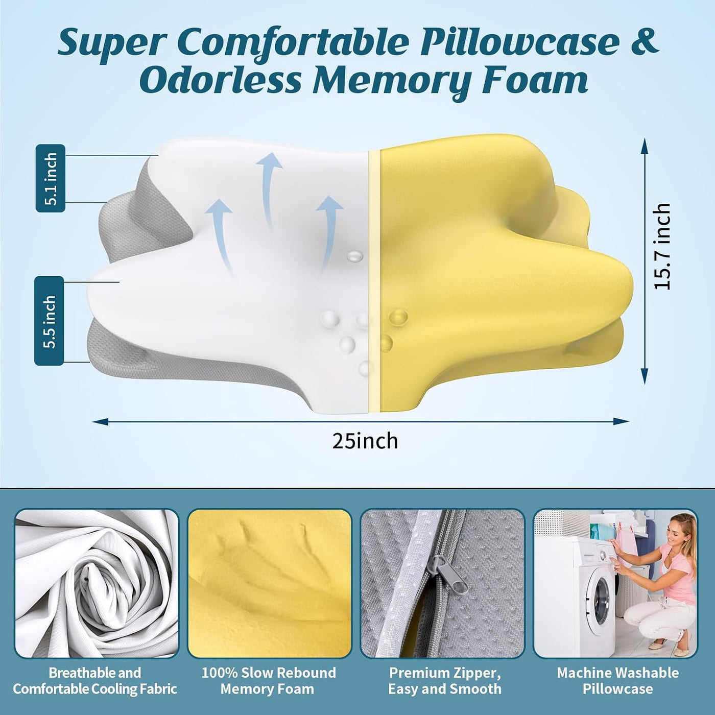 Almohada cervical para aliviar el dolor, almohada ergonómica para d...