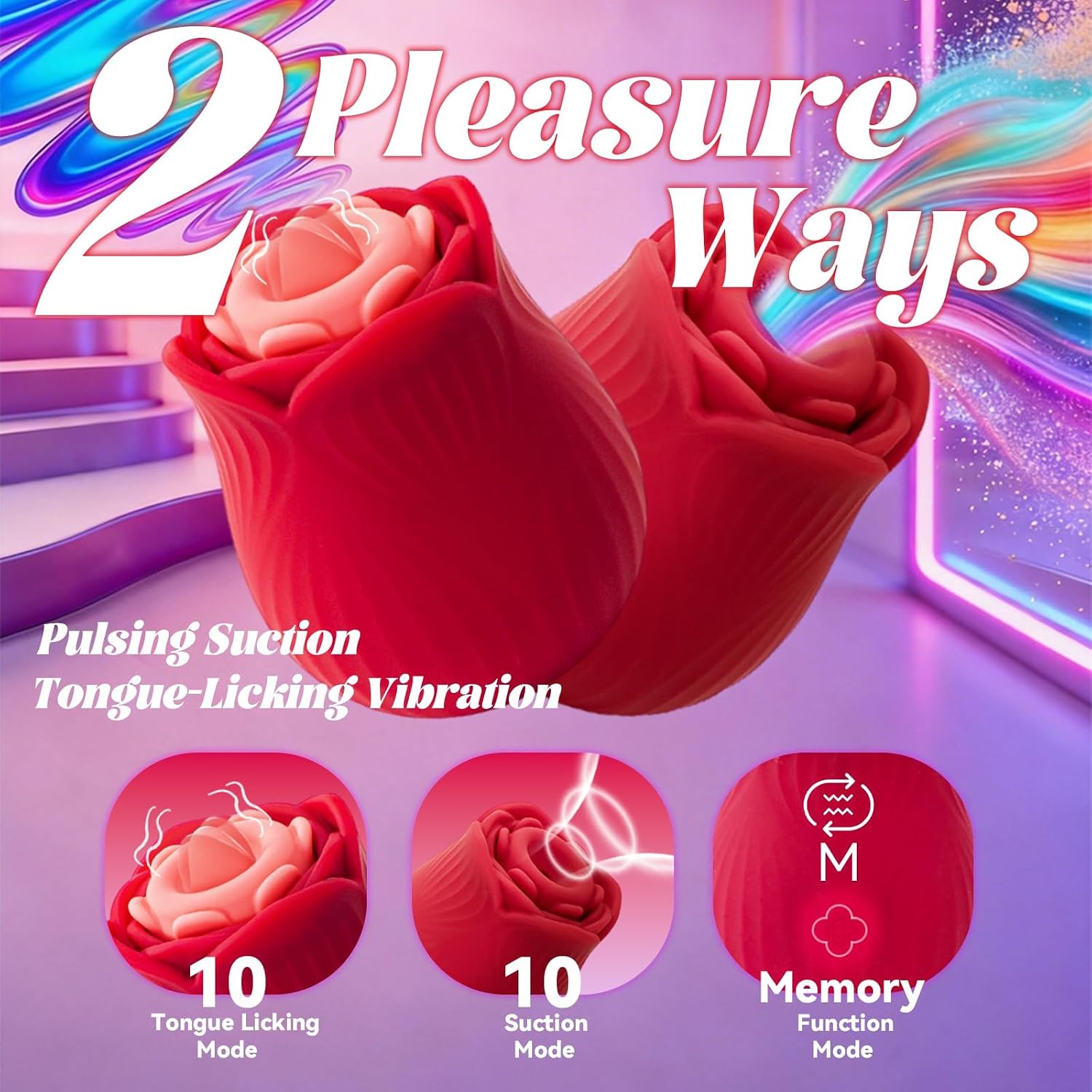 TUATIMAR Vibradores de juguete rosa para mujer, 10 modos de succión...