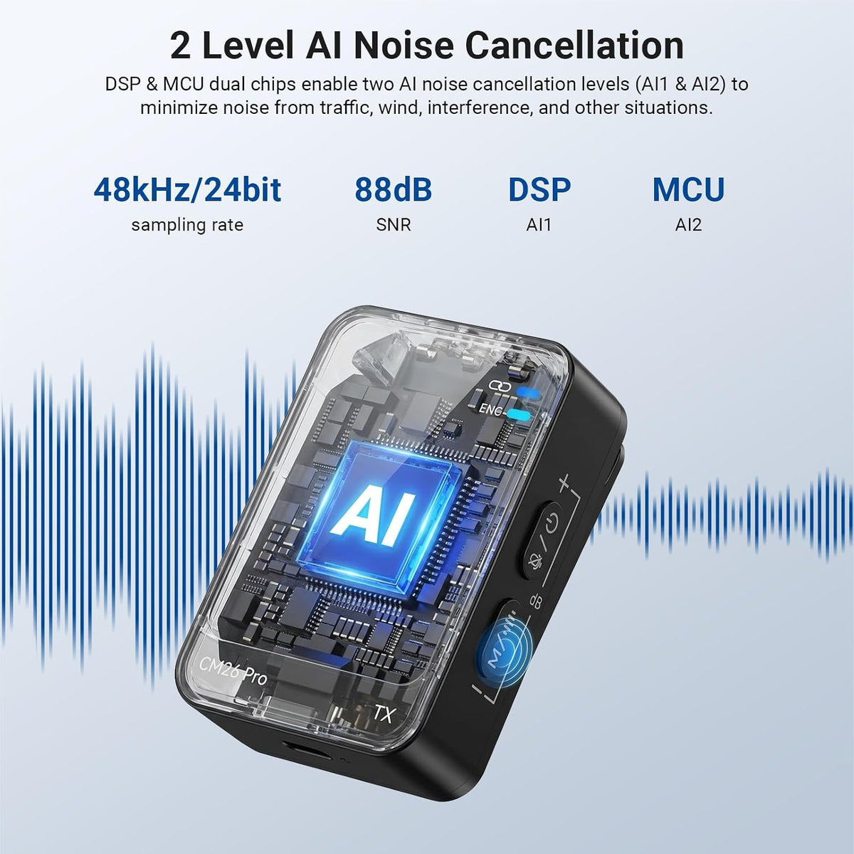 NEEWER CM26 Pro AI Micrófono Inalámbrico Compatible con iPhone Andr...