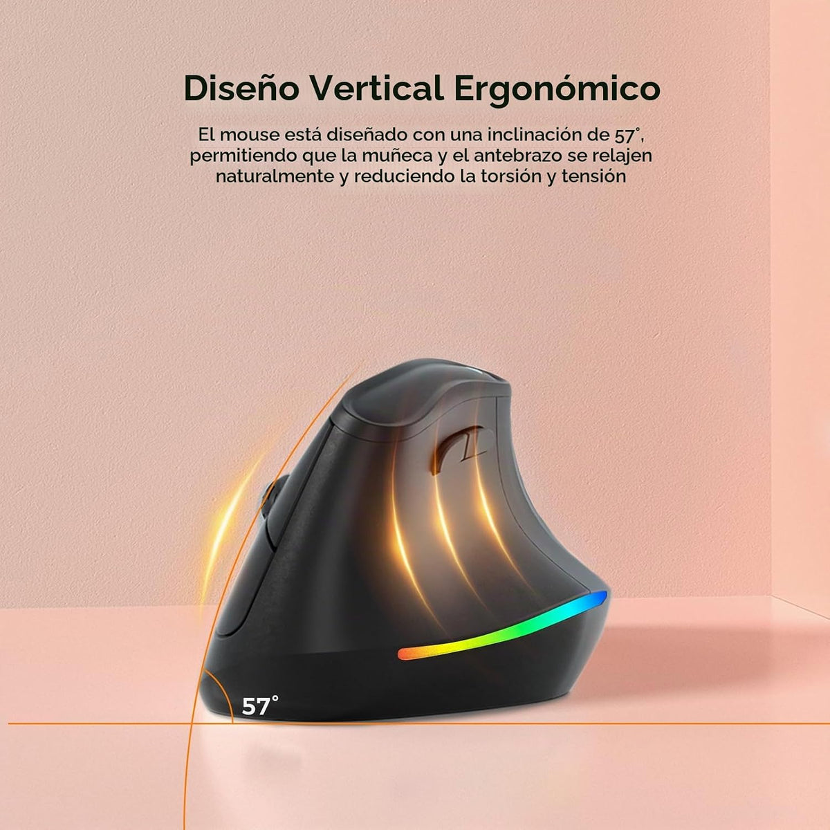 KYSONA Ratón ergonómico recargable inalámbrico de 57°, mouse Ergo s...
