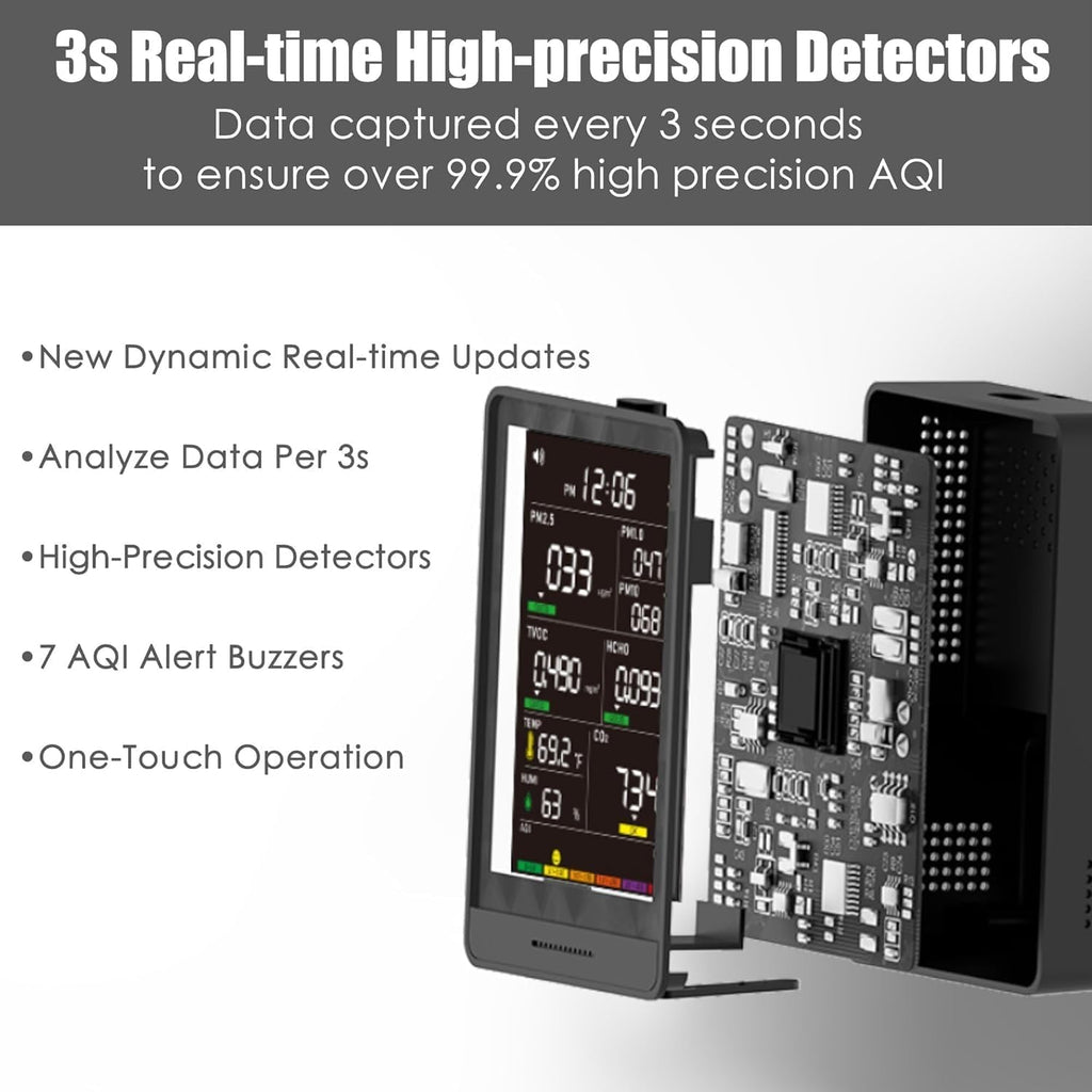 Monitor de calidad del aire interior 16 en 1, probador inteligente...